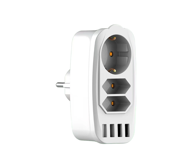 E05 Plug-In višenamjenski razdjelnik s 2 europske utičnice tipa C, 1 europskom utičnicom tipa F i 4 USB-A priključka