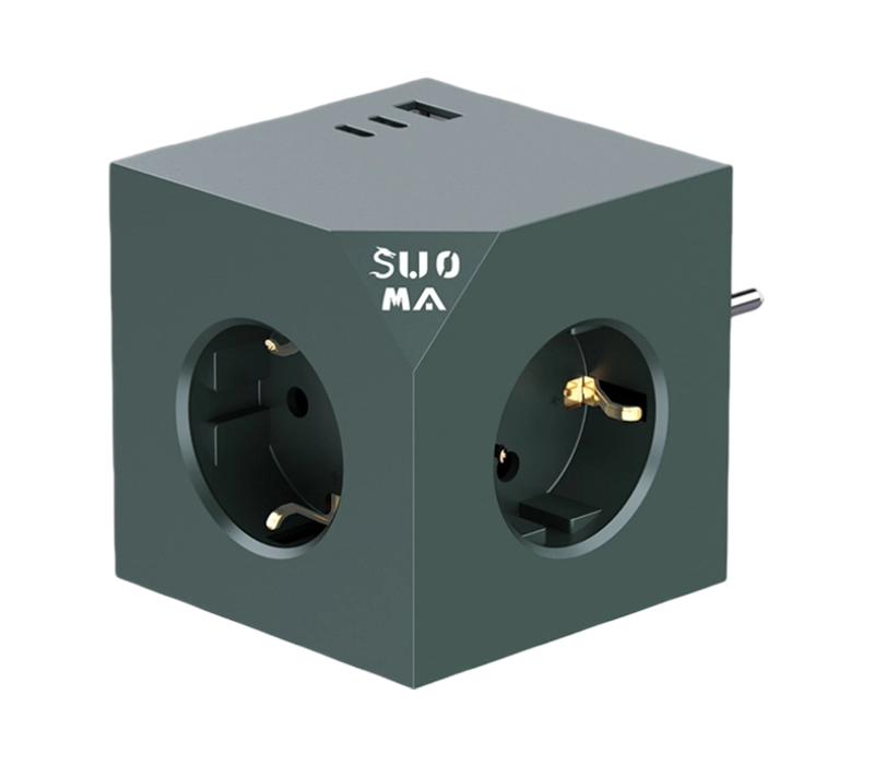 E24 Plug-In Cube produžni kabel s 3 utičnice u europskom stilu, 1 USB-A priključkom i 2 USB-C priključka