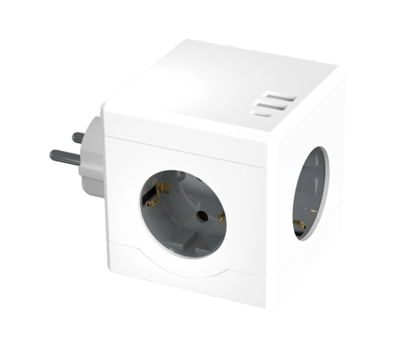 E15-C Plug-in Cube produžni kabel s 3 utičnice u europskom stilu, 2 USB-A priključka i 1 USB-C priključak
